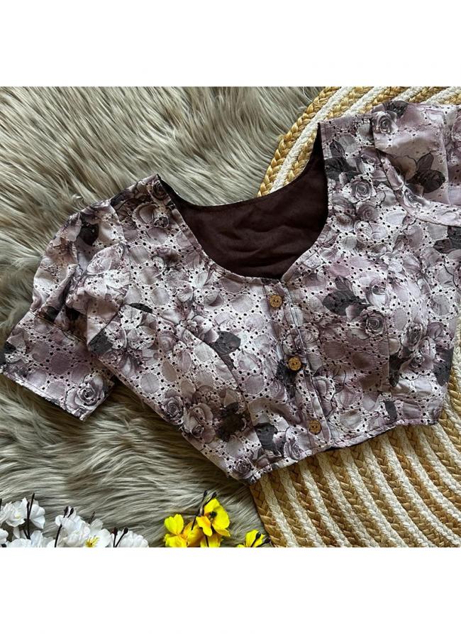 Pure Cotton Wine Casual Wear Digital Printed Blouse